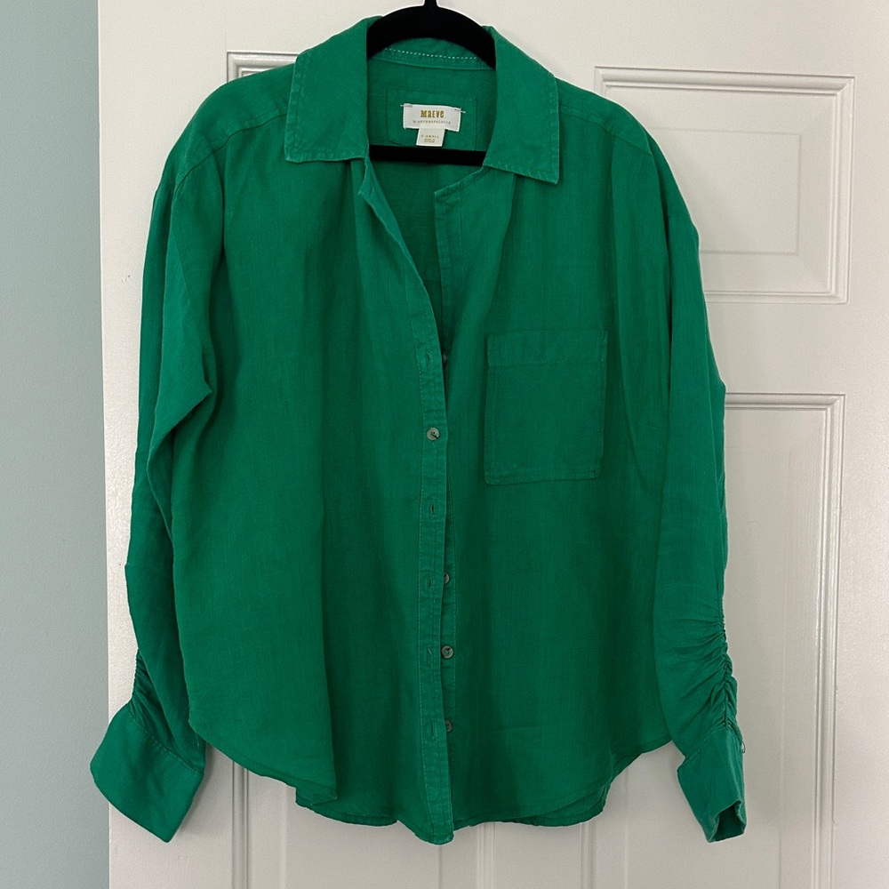 Maeve Green Button-Up Blouse